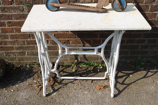 Mable top metal garden table